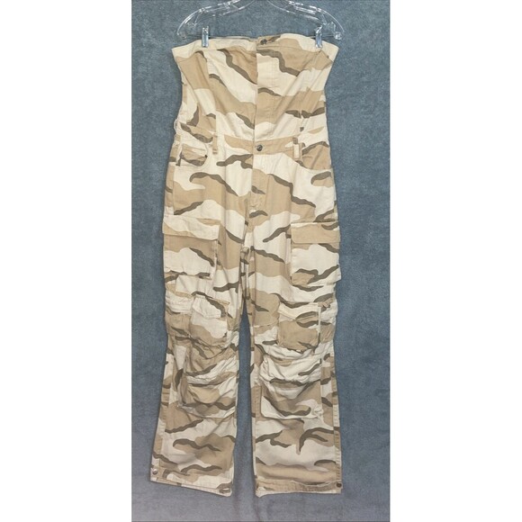 Fashion Nova Jumpsuit Womens Taupe Cargo Camo‎ Utility Streetwear Urban Festival - Picture 1 of 14
